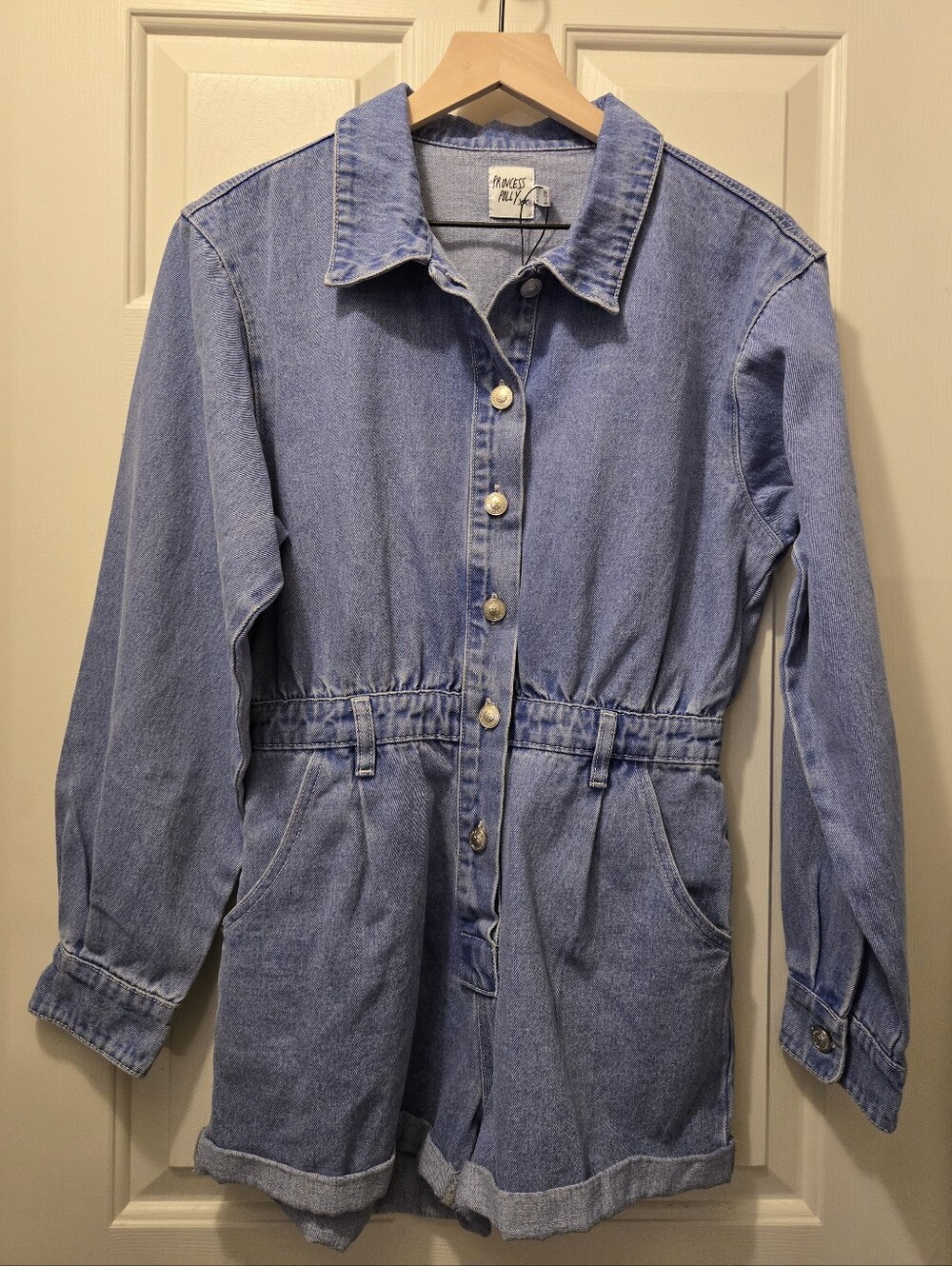 Princess Polly Long Sleeve Denim Romper Size 8